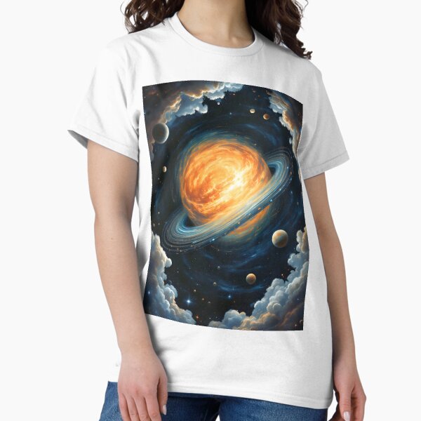 Item preview, "Vibrant Cosmic Scene with Glowing Star and Planets" Master Bedroom wall art designed and sold by 2Motivation.