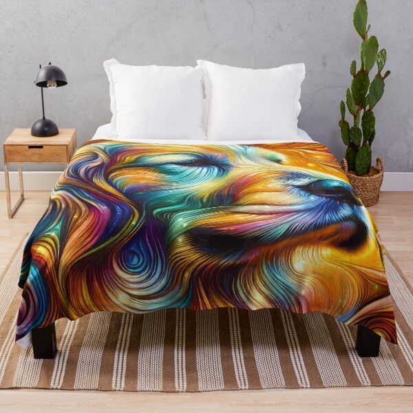 Item preview, Golden Retriever Dog Portrait in Rainbow Colors and Mystic Style designed and sold by CattyCornerPOD.