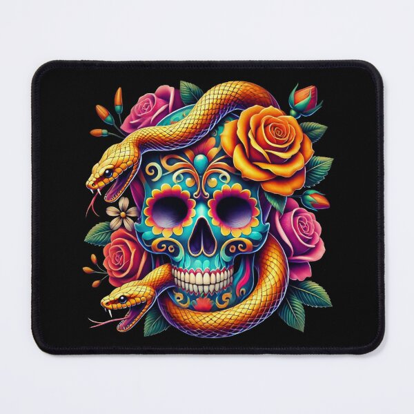 Item preview, Vibrant Sugar Skull with Snakes and Roses.  designed and sold by JoseFrancese.