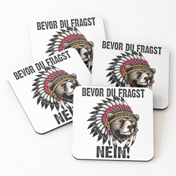 Item preview, Bevor Du Fragst Nein - Indianerbär mit Federkopfschmuck- lustiges Zitat  designed and sold by Smix Pixels.
