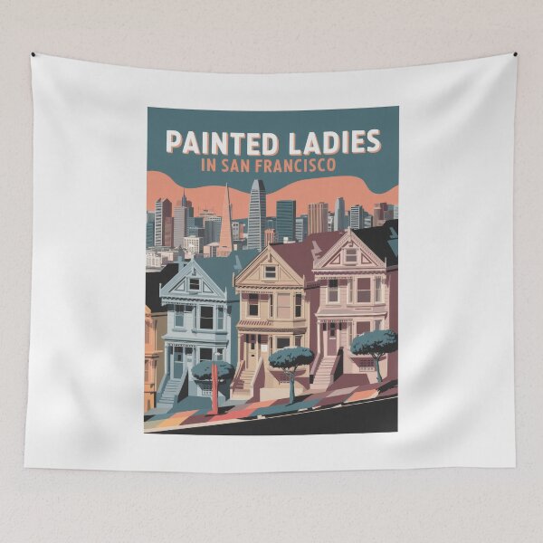 Item preview, Vintage Travel Poster Painted Ladies – Retro San Francisco Skyline & Architecture designed and sold by pod24.