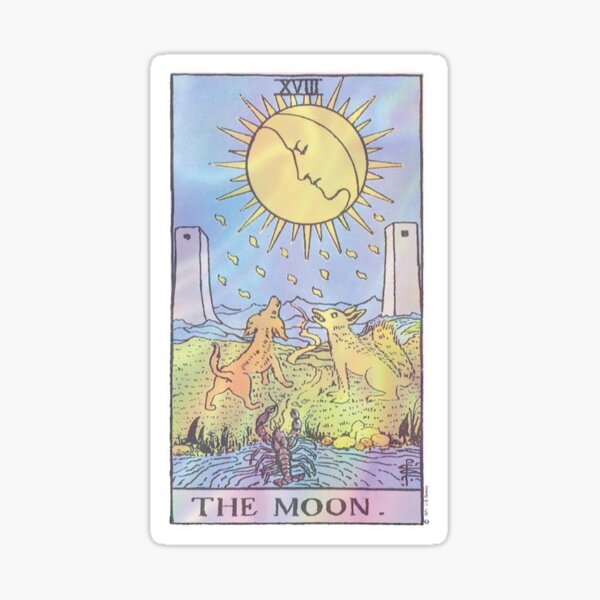 Carta del Tarot La Luna Holográfica Pegatina