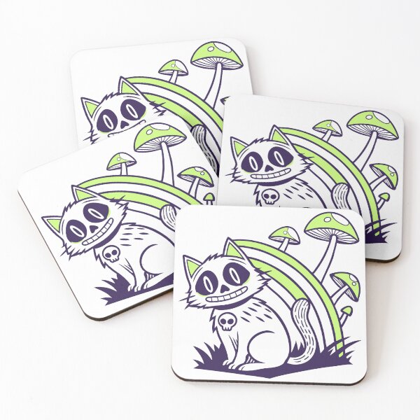 Item preview, Psycho Mushrooms Skull Cat designed and sold by Bleak Shirt.