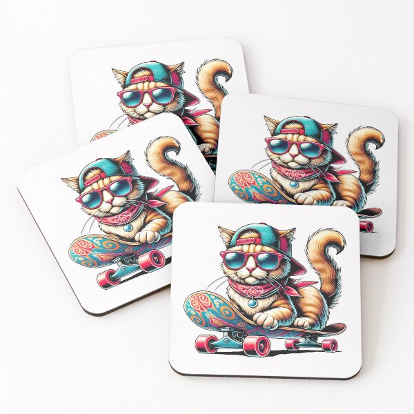 Item preview, Cool Skateboarding Cat in Street Style Art designed and sold by DrawHandArt.