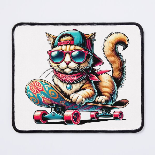 Item preview, Cool Skateboarding Cat in Street Style Art designed and sold by DrawHandArt.