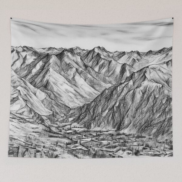 Item preview, Cascade Mountains Leavenworth (Sketch) designed and sold by flyscenicair.