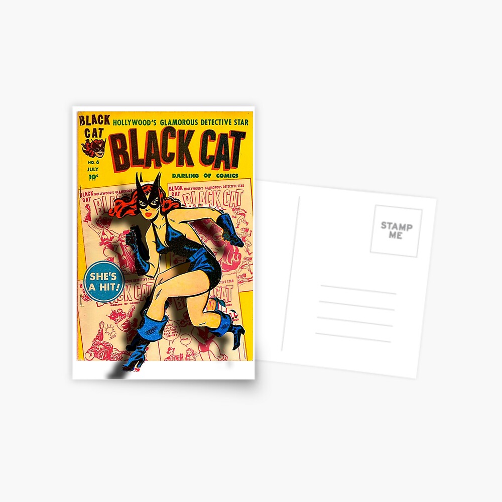 Black Cat On The Prowl Large Postcard By Chrissic Redbubble