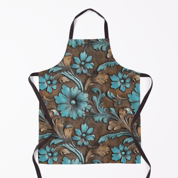 Item preview, Turquoise Brown Tooled Leather designed and sold by ColorFlowArt.