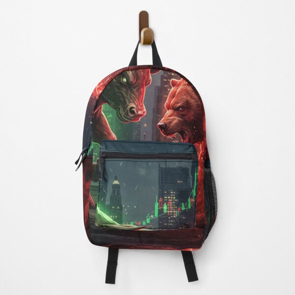 Item preview, Wall Street Bull vs Bear - Financial Power Struggle with Trading Charts designed and sold by AmberHorizon7.