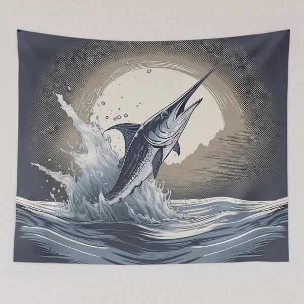 Item preview, Nautical Swordfish jumping out of water designed and sold by Boxing Kangaroo Retail Company.