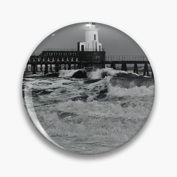 Item preview, Stormy Seas near the Wooden Pier - Monochrome designed and sold by Violaman.