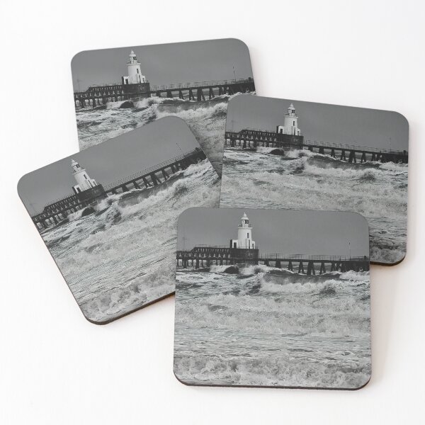 Item preview, Stormy Seas near the Wooden Pier - Monochrome designed and sold by Violaman.
