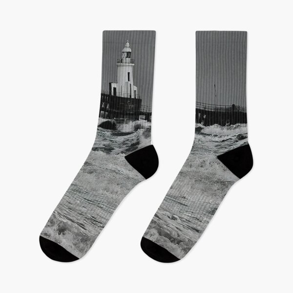 Item preview, Stormy Seas near the Wooden Pier - Monochrome designed and sold by Violaman.