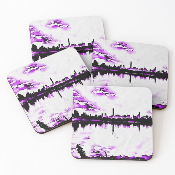 Item preview, New York skyscraper in black and purple  designed and sold by wallartofmio.