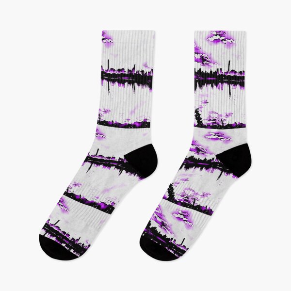 Item preview, New York skyscraper in black and purple  designed and sold by wallartofmio.