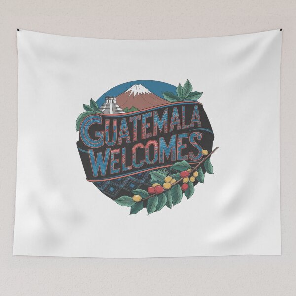 Item preview, Guatemala Welcomes Flag Map Antigua, Tikal, Lake Atitlán designed and sold by AnimalsDH305.