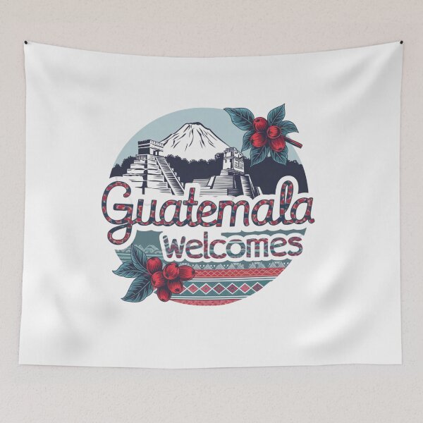 Item preview, Guatemala Welcomes Flag Map Antigua, Tikal, Lake Atitlán designed and sold by AnimalsDH305.