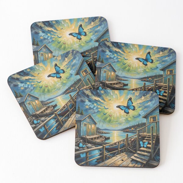 Item preview, Blue Butterfly Fishing Harbor (abstract) designed and sold by The-Open-Door.