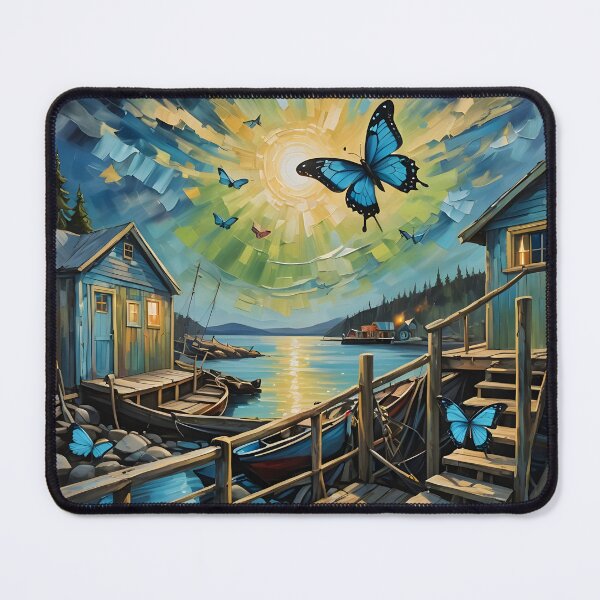 Item preview, Blue Butterfly Fishing Harbor (abstract) designed and sold by The-Open-Door.
