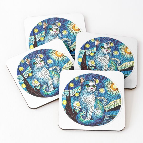 Item preview, mosaic starry night cat designed and sold by Shubatdesigns.
