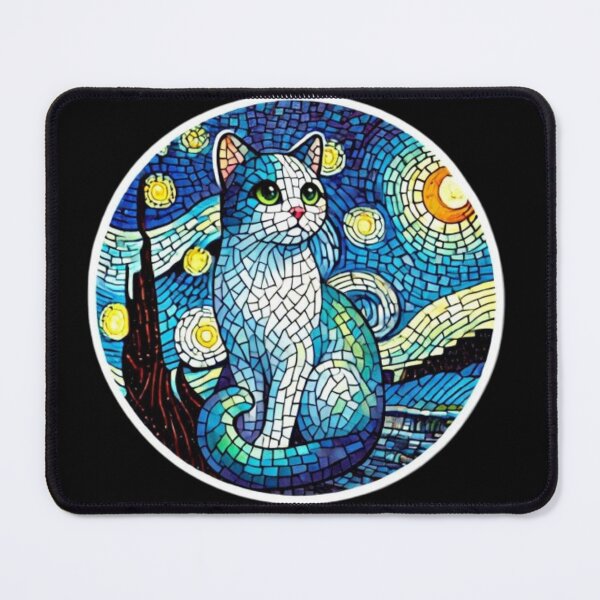 Item preview, mosaic starry night cat designed and sold by Shubatdesigns.