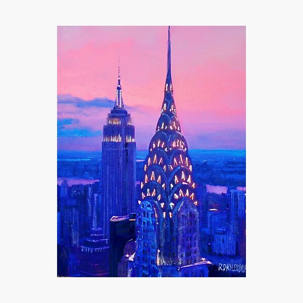 Aperçu de l'œuvre La silhouette de New York au coucher du soleil rose créée et vendue par RDRiccoboni.