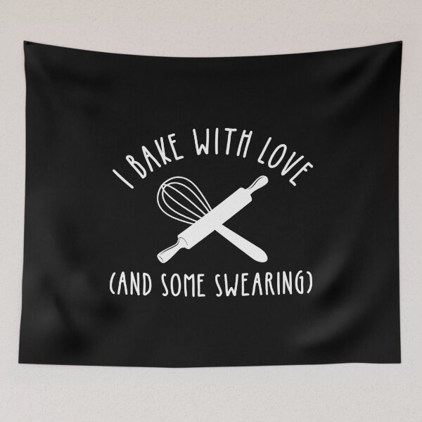Item preview, I Bake With Love (And Some Swearing) designed and sold by Cat Lady Designs.