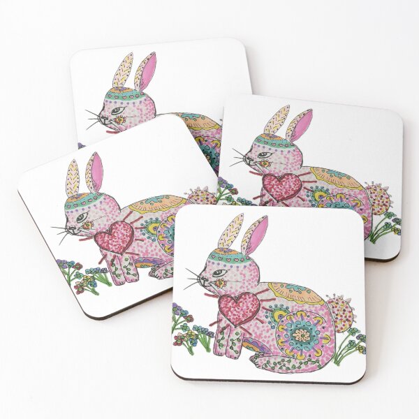 Item preview, Multi-color Dot Mandala Bunny giant red heart drawing  designed and sold by Sunny Apocalypse .