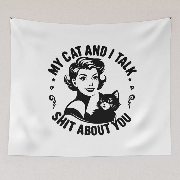Item preview, My cat and I talk shit about you, sarcastic vintage housewife gifts  designed and sold by FelkMariShop.