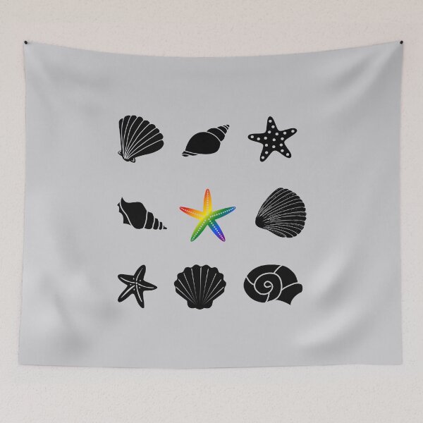 Item preview, Grid design, Sea Shells, classic pride flag, grid pattern, Shell, sea life, ocean, undersea, sand,  designed and sold by PrideBeProud.