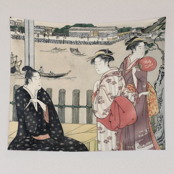 Item preview, Group at a Tea-house on the Bank of the Sumida River - Chōbunsai Eishi - designed and sold by LeiWeiss.