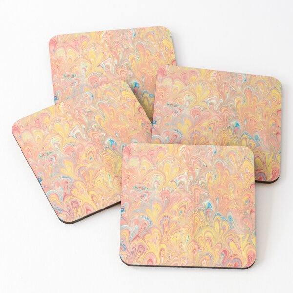 Item preview, Warm Tuscan Sunset Feathered Florentine Marbled Paper Design designed and sold by TRVLR Designs.
