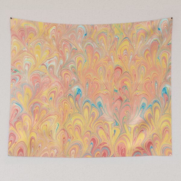 Item preview, Warm Tuscan Sunset Feathered Florentine Marbled Paper Design designed and sold by TRVLR Designs.