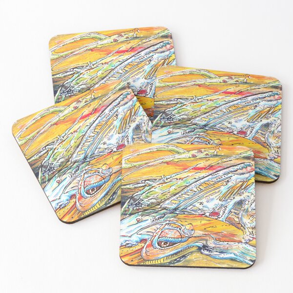 Item preview, Mutant sealife abstract creatures painting designed and sold by CrittersByLola.