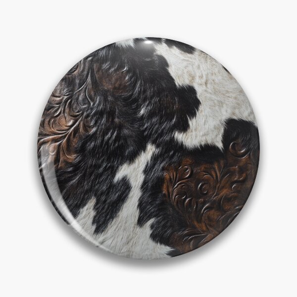 Item preview, Brown Tooled Leather and Cow Black White Fur designed and sold by ColorFlowArt.