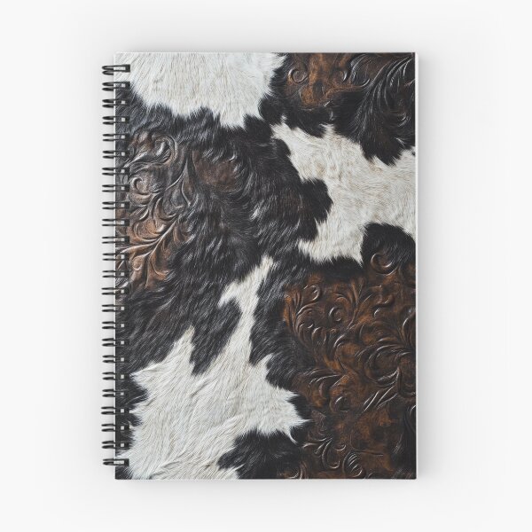 Item preview, Brown Tooled Leather and Cow Black White Fur designed and sold by ColorFlowArt.