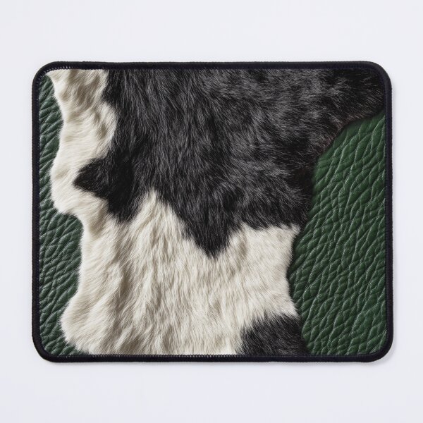 Item preview, Green Leather and Cow Black White Fur designed and sold by ColorFlowArt.