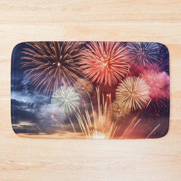 Item preview, Vibrant fireworks display over cityscape at dusk designed and sold by homydesign.