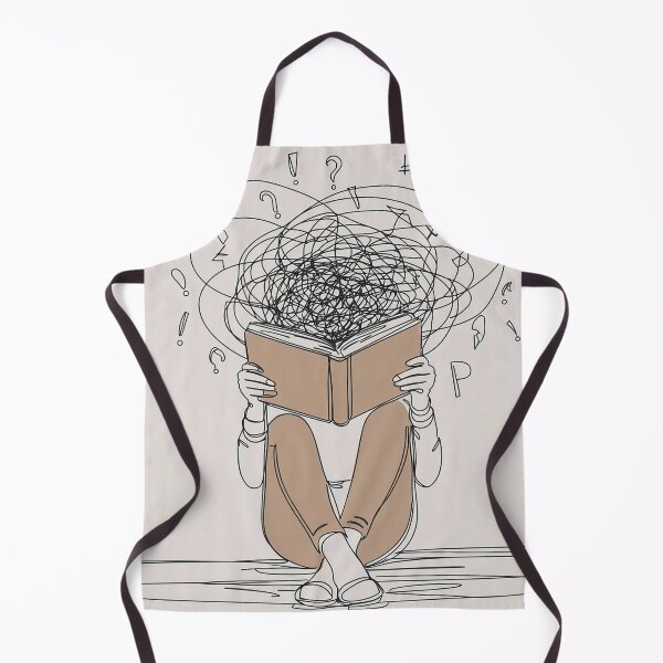 Item preview, A person sits reading a book with a chaotic scribble above head, symbolizing complex thought designed and sold by homydesign.