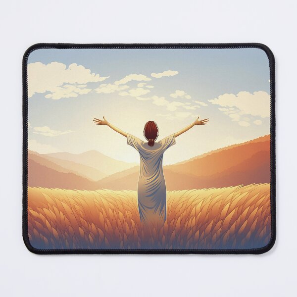 Item preview, Sunset silhouette of a person in a field with arms raised designed and sold by homydesign.