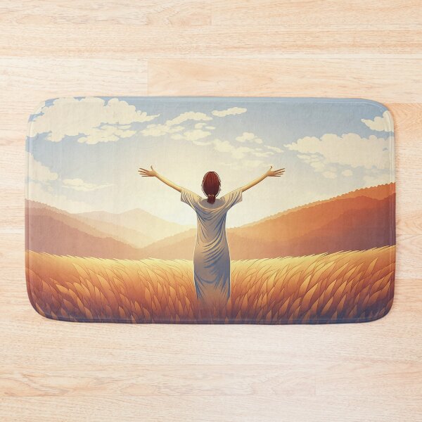 Item preview, Sunset silhouette of a person in a field with arms raised designed and sold by homydesign.