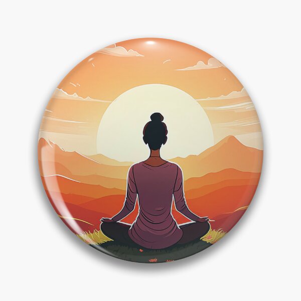 Item preview, Silhouetted figure meditates in a serene sunset landscape designed and sold by homydesign.