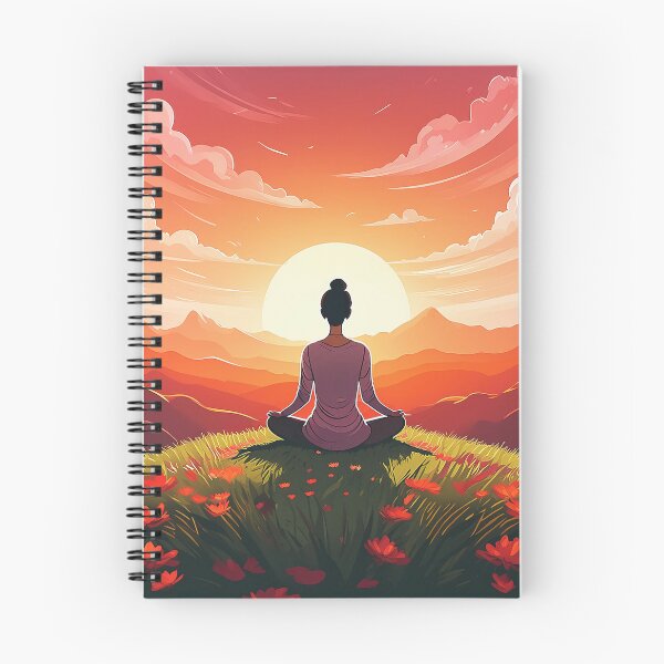 Item preview, Silhouetted figure meditates in a serene sunset landscape designed and sold by homydesign.