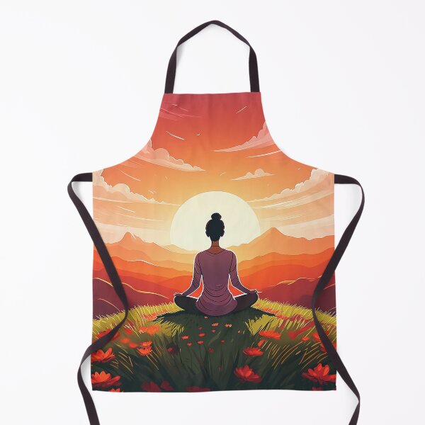 Item preview, Silhouetted figure meditates in a serene sunset landscape designed and sold by homydesign.