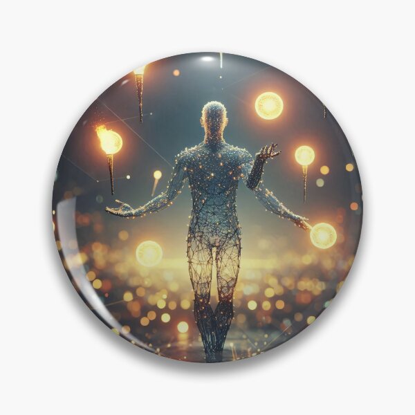 Item preview, A digital human form with glowing connections stands amidst a network of lights designed and sold by homydesign.