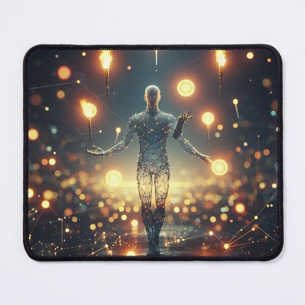 Item preview, A digital human form with glowing connections stands amidst a network of lights designed and sold by homydesign.