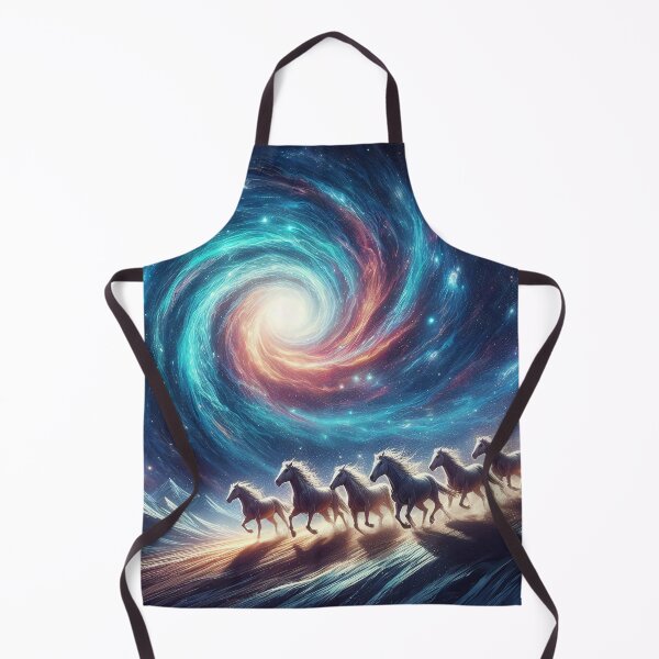Item preview, A herd of horses gallops across a vast plain, their silhouettes framed against a breathtaking cosmic swirl designed and sold by homydesign.