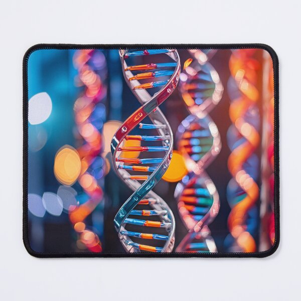 Item preview, A captivating image of a DNA model, illuminated by multicolored lights, symbolizing the fusion of biology and technology designed and sold by homydesign.