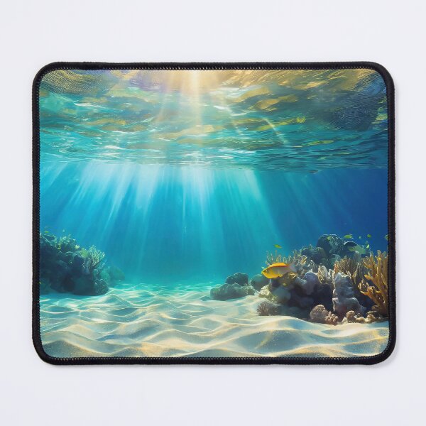 Item preview, Sunlight pierces the ocean, illuminating a vibrant underwater scene of coral reefs and a lone fish designed and sold by homydesign.