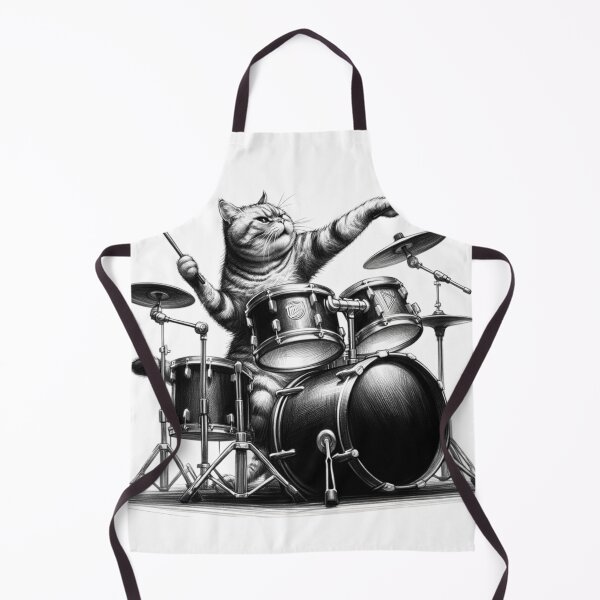 Item preview, Cat Playing drums designed and sold by ArtFeverShop.